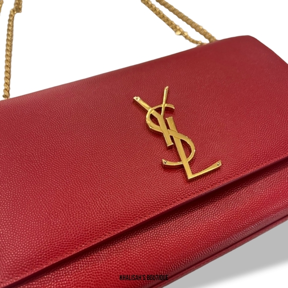 Rare YSL Saint Laurent KATE LARGE CHAIN BAG GRAIN POUDRE EMBOSSED LEATHER - Picture 12 of 17